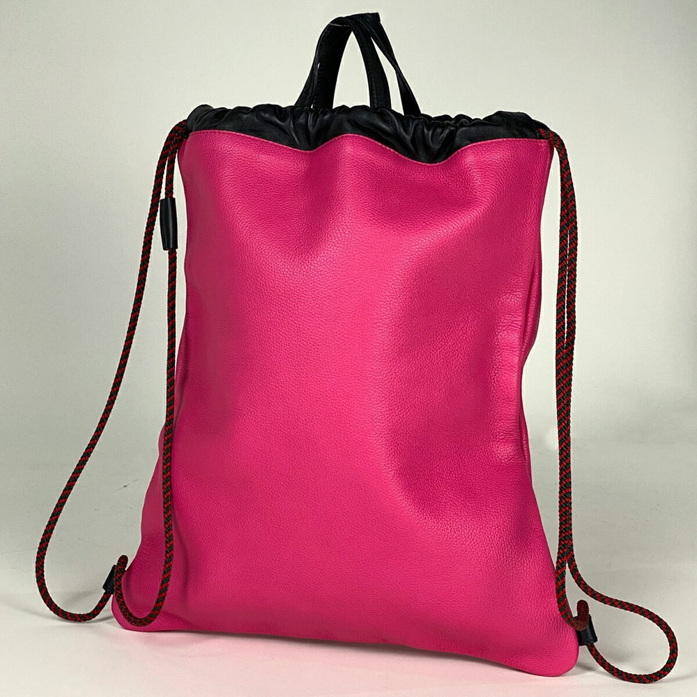 Gucci Black Backpack Drawstring Knapsack Pink Lea… - image 2
